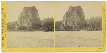 CARLETON E. WATKINS (1829-1916) Select group of 15 rare stereo views of the Columbia River, Oregon that include Cape Horn, Castle Rock,